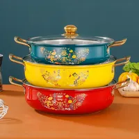 Marmite à soupe en acier inoxydable 316, style bassin, base antiadhésive à écailles de poisson, modèle épaissi pour fondue, couvercle en verre, compatible cuisinière à induction