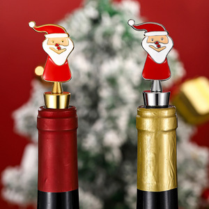 Christmas Santa Claus Bottle Stopper Zinc Alloy Gold And Silver For <b>Wine</b> Sealing Holiday Party Gift - Product Image 1