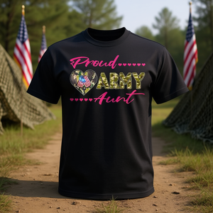 Camiseta con Diseño de Camuflaje de la Bandera de EE. UU. para Tía Militar, Orgullosa Tía Militar con Placas de Identificación, Artículo Promocional - Product Image 3