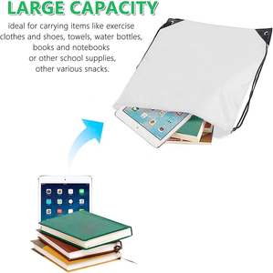 White <b>Drawstring</b> <b>Backpacks</b> Reusable Cinch Gym Bag String Sackpacks for Sports Promotional <b>Drawstring</b> Sportpacks - Product Image 4