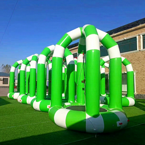 Trampoline gonflable en PVC pour enfants, 3 m de diamètre, construction libre, intérieur/extérieur, trampoline individuel, filet de sécurité, rouge, amusement - Product Image 3