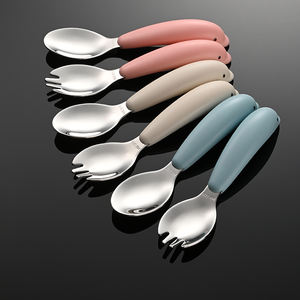 Ensemble de couverts pour bébé mignon, manche en forme de dauphin, cuillères et fourchettes en acier inoxydable pour enfants avec étui 1103009 - Product Image 2