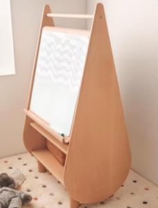 Chevalet multifonctionnel pour enfants: porte-manteau en bois, tableau noir, tableau blanc magnétique et porte-livres - Product Image 2
