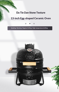 Barbecue Kamado en céramique et fumoir, barbecue au <span class=keywords><strong>charbon</strong></span> de <span class=keywords><strong>bois</strong></span> d'extérieur pour 3 à 5 personnes, four à pizza robuste, rôtissoire de style américain - Product Image 2
