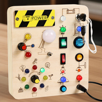 Tableau d'activités Montessori en bois avec interrupteur lumineux LED, jouets sensoriels pour enfants, jouets de voyage pour garçons et filles