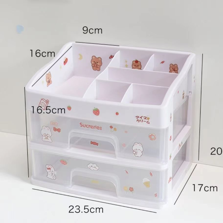 White 3-layer 2-drawer