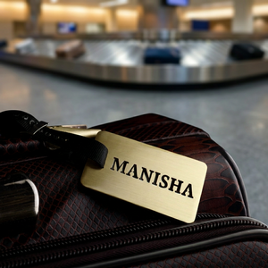 Brass Rectangle Plain Customisable Handcut Luggage <b>Tag</b> - Product Image 3