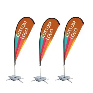 Wholesale Outdoor Polyester Cloth Promotional Flying Banner Beach Flags Custom Design Windproof Feather Beach Flag For Advertise