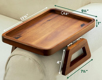 Faltbares Holz-Bambus-Sofatablett mit Clip-Design für Wohnzimmer Snacks Getränke Laptop & Fernbedienungshalter