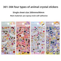 Feuilles d'autocollants en cristal floraux Kawaii pour animaux de compagnie, mini figurines de chat et de lapin, autocollants tridimensionnels éducatifs, cadeaux promotionnels faits à la main