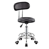 Chaise de bar simple noire pivotante mobile moderne pour salon de coiffure tabouret d'infirmière rond réglable chaise de médecin avec roue