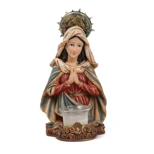 Résine personnalisée église décor à la maison religieux catholique Sculpture vierge marie avec bébé jésus Statue bougeoir