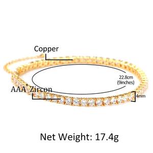 Chaîne de cheville Hip Hop 4 mm en laiton, style tennis, bijoux de rappeur scintillants avec pierres en zircon, réglable 9 pouces, prête à être expédiée - Product Image 6