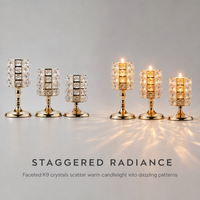 Candélabre en cristal pour table de banquet de mariage, porte-bougie en fil de fer, haute qualité, durable, moderne, doré, sans électricité