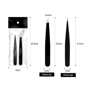 Fast Shipment 2pcs Professional Black Slanted Pointed Eyebrow Lash False <strong>Eyelash</strong> Extension Volume Stainless Steel <strong>Tweezers</strong> - Product Image 5