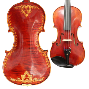 Violín NAOMI 4/4 Tallado a Mano, Violín Barroco Europeo Antiguo de Madera, Violino Maestro Stradi con Bonitas Flores Talladas, Instrumento de Cuerda - Product Image 2