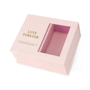 Boîtes d'emballage cadeau de savon de Rose de fleur pour collier bijoux Logo personnalisé boîte cadeau de Type couvercle à rabat magnétique avec fenêtre