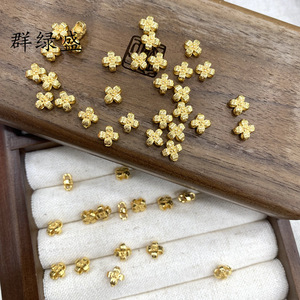 Qunlvsheng S925 Sterling Silver Flower <b>Beads</b> Gold Color Scattered <b>Beads</b> For DIY <b>Bracelet</b> Jewelry Making - Product Image 1
