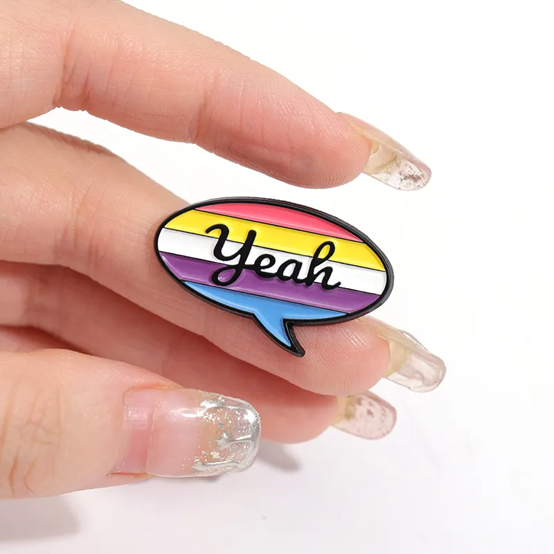 Menino ou Menina Ano Esmalte Pins Custom Chat Dialog Box Broches Lapel Badges Presente Engraçado Jóias para Crianças Amigos