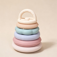 Jouet de dentition souple en forme de cercles empilables, jouet éducatif pour bébé, anneaux empilables pour bébés, ensemble de 7 anneaux de dentition
