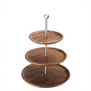 Modern Round Wood <b>Cake</b> <b>Stand</b> <b>3</b>-<b>Tier</b> Multi-Layer Dessert Display Pedestal Reusable for Wedding Birthday Party Home Hotel - Product Image 2