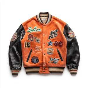 Nhà sản xuất OEM số lượng đặt hàng tối thiểu thấp, áo khoác bóng chày varsity chất lượng cao, kiểu dáng cổ điển, chất liệu polyester thoáng khí, tay áo tùy chỉnh, dành cho mùa đông - Product Image 1