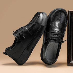 Chaussures habillées en cuir montantes à lacets confortables pour hommes, respirantes, à bout rond, pour le bureau, le quotidien et les occasions formelles (type Richelieu) - Product Image 5
