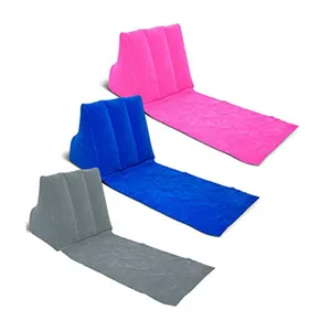 Promotional wedge shaped inflatable pillows flocking back wedge pillow triangle beach wedge pillow mat