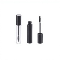 Emballage de tube de mascara cosmétique en plastique, forme ronde, vide, avec bouchon à vis personnalisé et brosse