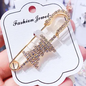 Women's High Quality Gold Silver Crystal Brooch Pin with Fashionable Rhinestones Custom Jewelry Accessories for Wedding   Hijab