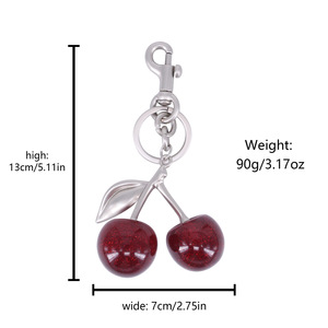 Boreal 2025 New Arrival Phụ Nữ Dễ Thương Hợp Thời Trang Nhựa Sống Động <span class=keywords><strong>Cherry</strong></span> Quyến Rũ Keychain Túi Quyến Rũ Với Hợp Kim Điểm Nhấn Cho Túi Xách Và Chìa Khóa Xe - Product Image 6