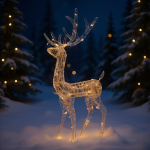 ของตกแต่งคริสต์มาสรูปกวางเรนเดียร์อะคริลิกขนาด 4 ฟุต พร้อมไฟ LED สีสันสดใส - Product Image 2