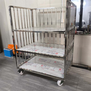 호텔 스테인레스 세탁 메쉬 보안 바퀴 롤링 트롤리 카트 보관 카트 다기능 사용 3 단 - Product Image 2
