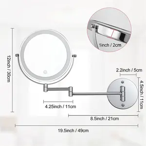 Recarregável Wall Montado Iluminado Vanity Mirror Maquiagem