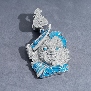 จี้เงิน925จี้ตัวการ์ตูนใบหน้าเคลือบและเพชรจี้รูปการ์ตูนออกเย็นจี้การ์ตูนฮิปฮอปเครื่องประดับบุรุษ - Product Image 1