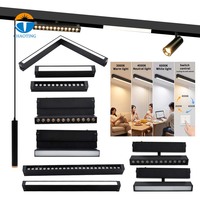 Système d'éclairage sur rail magnétique LED AC220V avec variateur personnalisé, température de couleur 3-en-1 (3000K-6000K), rails magnétiques, construction en aluminium