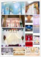 LISSE bon prix glace soie tissu blanc crème draperie croix rideau 10 * 20ft draperie mariage toile de fond