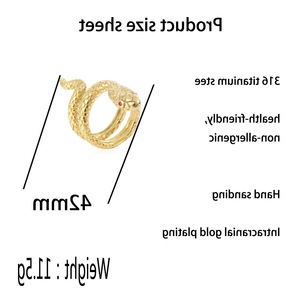 Anillo de Serpiente yunique, Color Oro y Acero, Engaste de Puntas, Joyería Unisex para Regalo, Diseño de Animal del Zodíaco - Product Image 2