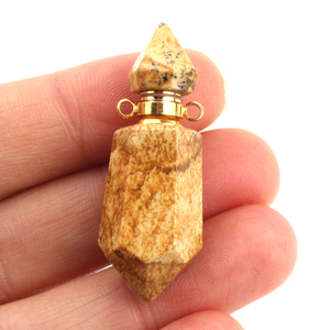 Bouteilles d'huile essentielle en améthyste naturelle, pendentifs en cristal de quartz rose à double terminaison pour flacons de parfum - Product Image 6