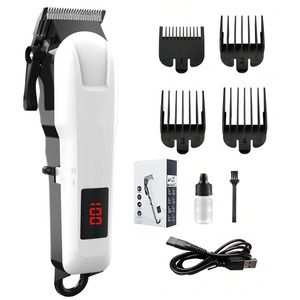 Factory Custom LCD Display USB Rechargeable Hair <b>Set</b> Professional <b>Barber</b> Trimmer Kit Adjustable Length Guide Comb - Product Image 1