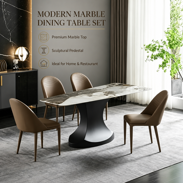 luxury Dining Table Set with Chairs for Home Restaurant Hotel Cafe Office Apartment Kitchen Living Room