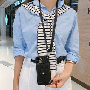 <span class=keywords><strong>Funda</strong></span> de teléfono con patrón tejido de moda para <span class=keywords><strong>iPhone</strong></span> 16 15 14 <span class=keywords><strong>13</strong></span> 12 Pro Max cordón desmontable y ranura para tarjeta, accesorio de teléfono elegante - Product Image 5