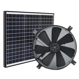 Herramientas de techo de ventilación de ático montado en la pared, alimentado por CC Panel Solar, Enfriador de aire caliente, acondicionador, ventana de vidrio, ventilador de escape Industrial