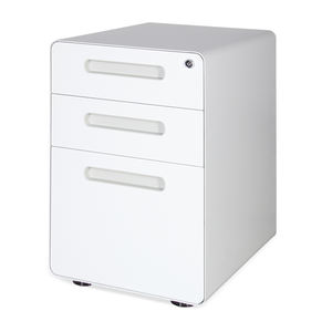 Usine Guangzhou Meuble de rangement à 3 tiroirs en métal blanc avec roulettes Classeur sur socle moderne sous bureau pour l'école et le bureau à domicile - Product Image 1