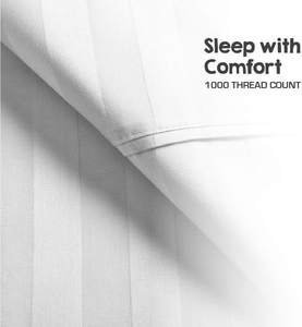 1000tc siêu mềm chống nhăn cotton hữu cơ giường Jacquard sọc được trang bị Comforter tấm thiết lập - Product Image 5