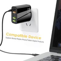 Charger Dinding USB 5 Port 65W PD20W QC3.0 Pengisian Cepat 2 Type-C 3 USB-A Adaptor Multi Perangkat Colokan EU US UK untuk Ponsel Tablet Laptop