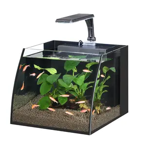 Nano acquario Trapezrium Ultra chiaro vetro China unico serbatoio di pesce curvo con attrezzature di filtrazione