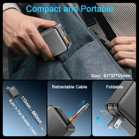 Chargeur Rapide Triple Port Schitec 35W GaN US EU AU UK avec Câble USB-C Rétractable 66cm pour Recharge de Tablette et Téléphone