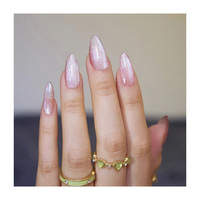 Conseils français à la mode clair longueur moyenne amande nue longueur moyenne amande acrylique ongles appuyez sur les ongles artificiels