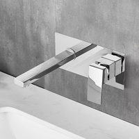Robinet mural moderne en laiton noir mat, mélangeur d'eau chaude et froide, robinet à capteur, noyau de valve en céramique, robinet de lavabo de salle de bain à 2 trous, montage mural